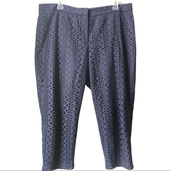 Crown & Ivy Navy Blue Eyelet Cotton Pants Size 12 - Picture 1 of 8